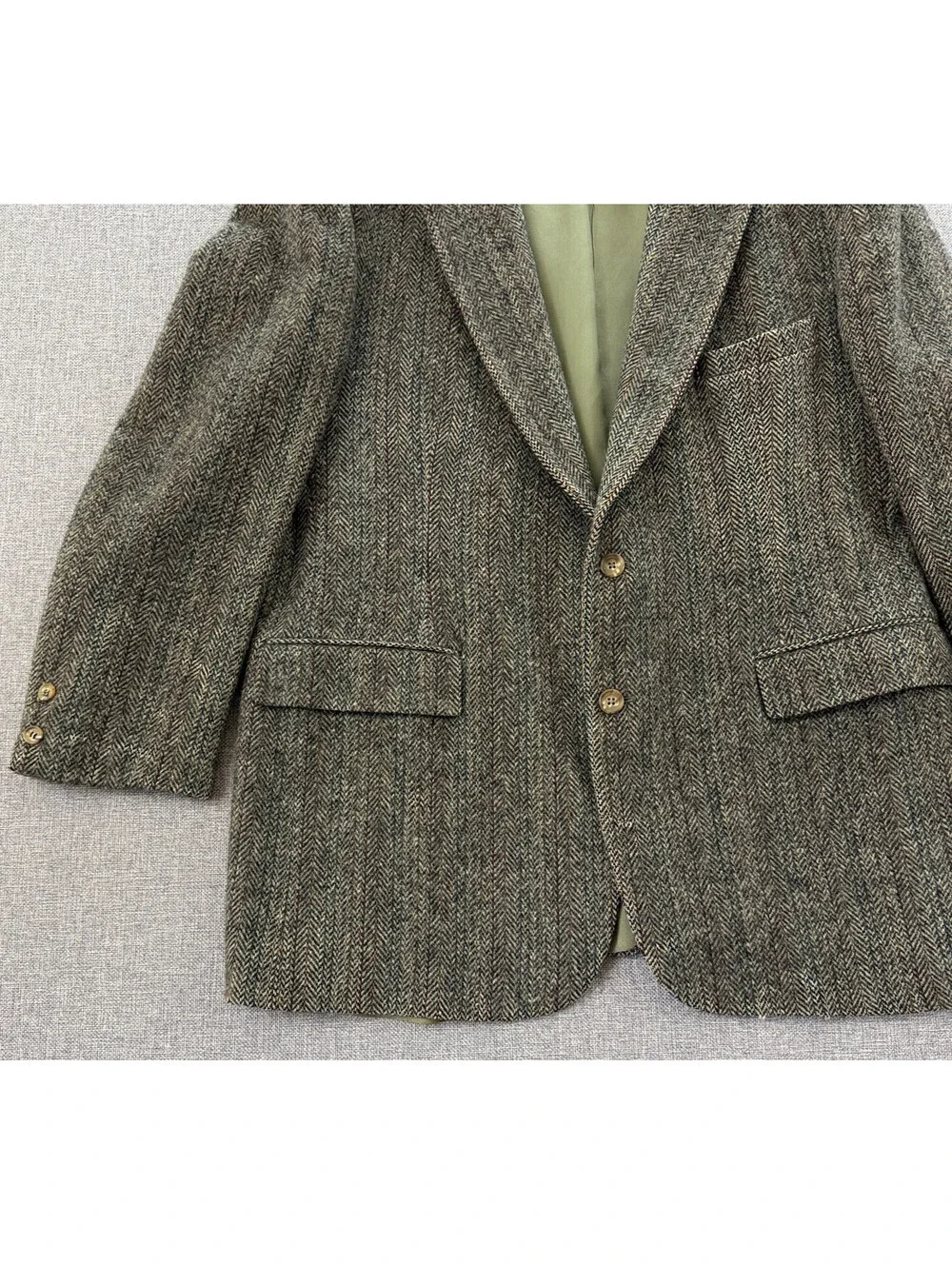 Vintage New England Collection Wool Tweed Herringbone Blazer USA 44R Sport Coat